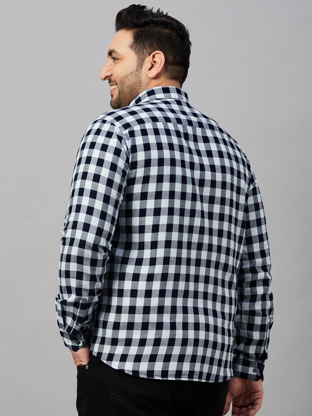 Men Checked Navy Blue Comfort Shirt