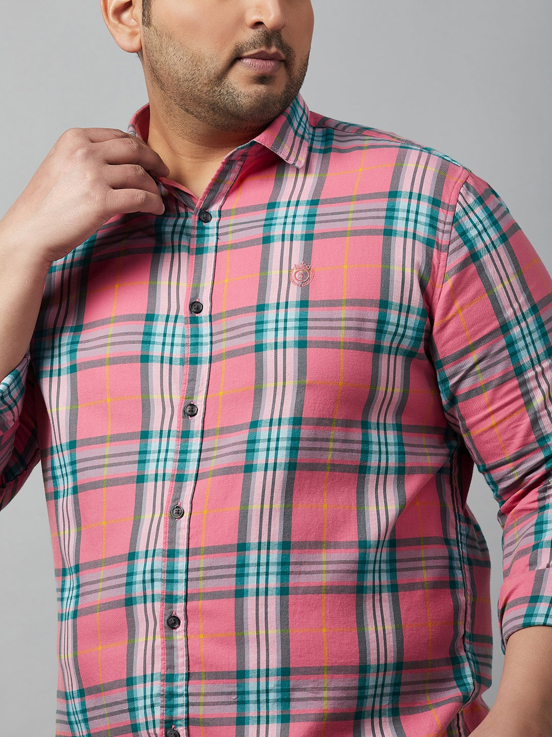 Men Checked Pink Comfort Shirt