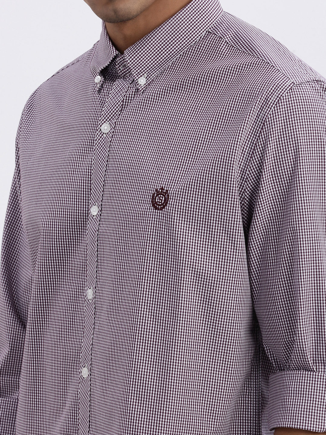 Men Purple Checked Slim Fit Shirt