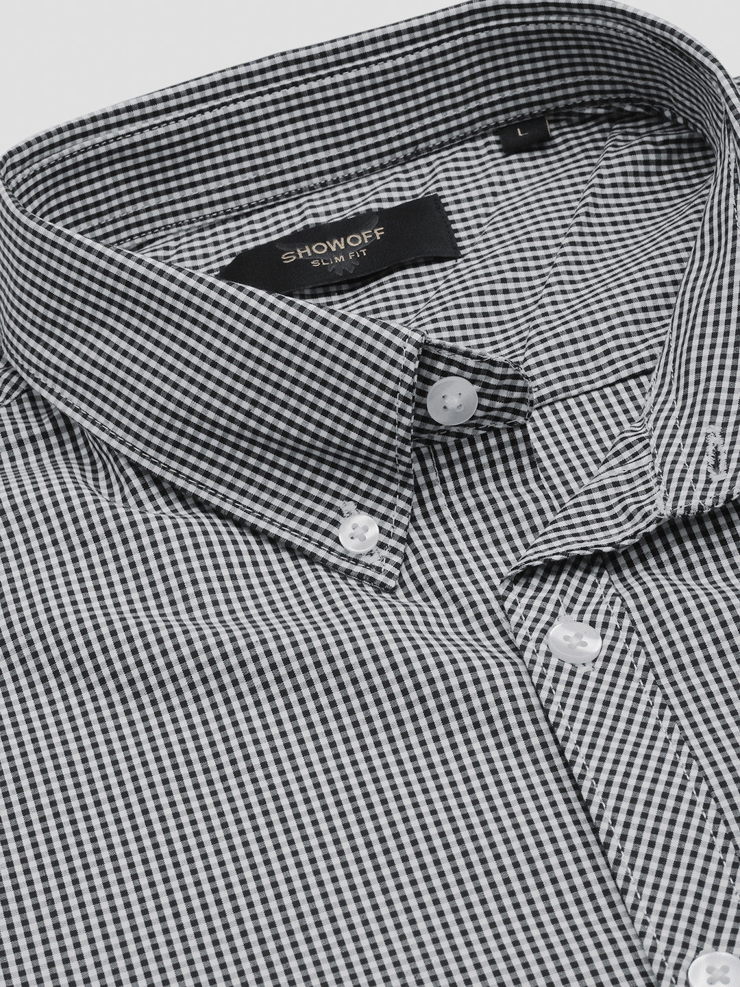 Men Black Checked Slim Fit Shirt