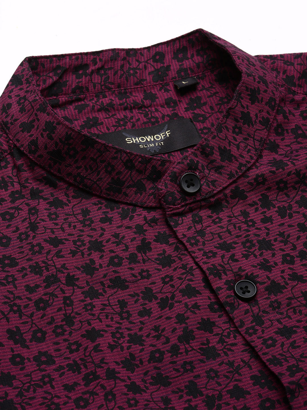 Men Maroon Printed Slim Fit Shirt