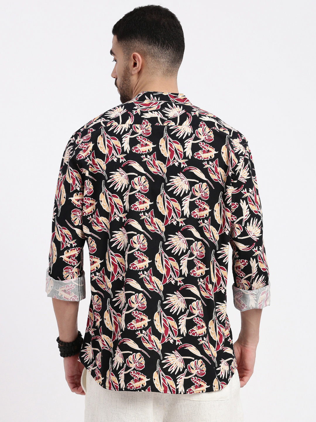 Men Black Printed Slim Fit Shirt