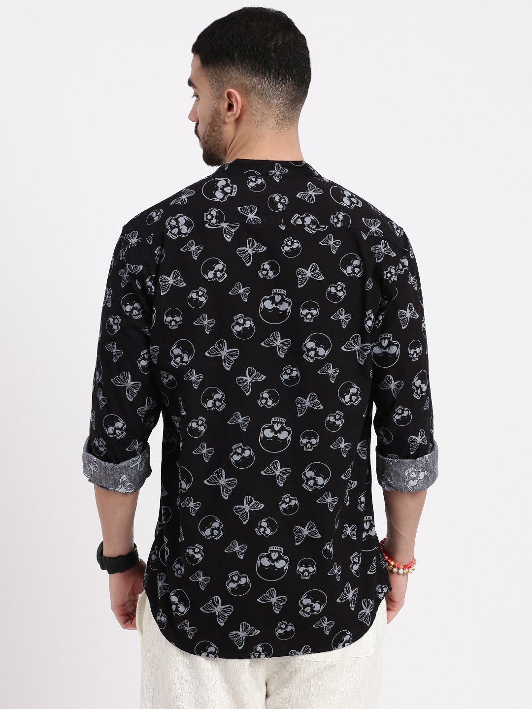 Men Black Printed Slim Fit Shirt