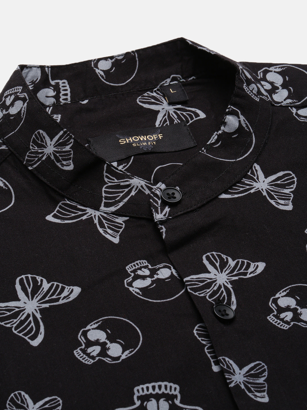 Men Black Printed Slim Fit Shirt