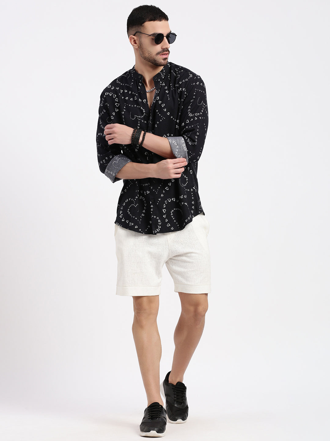 Men Black Printed Slim Fit Shirt