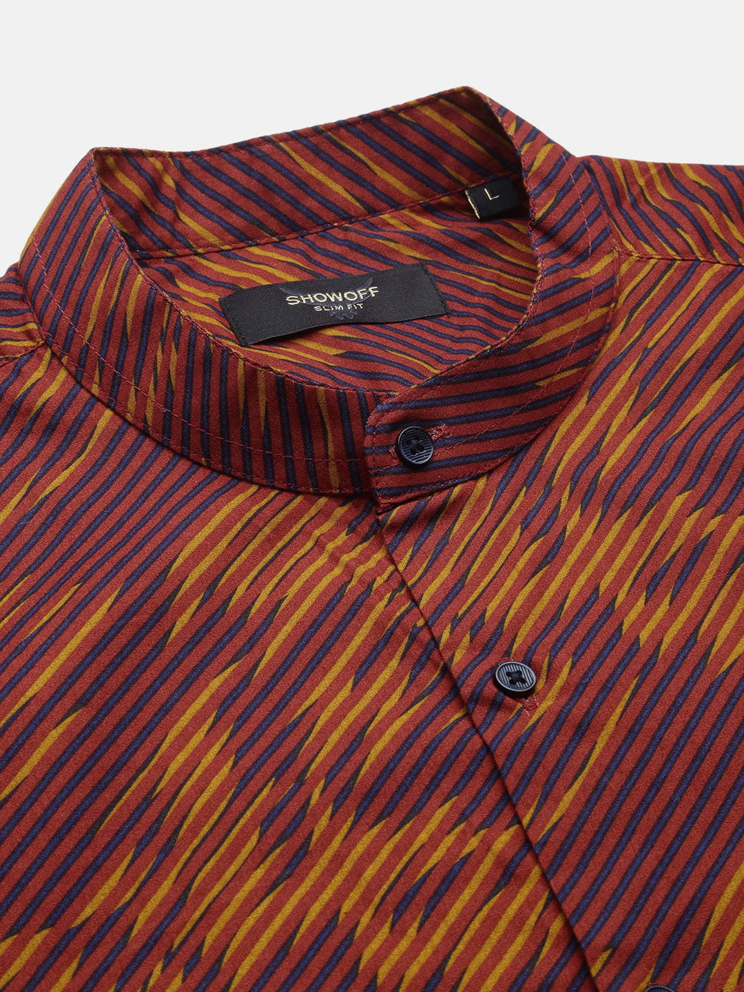 Men Rust Abstract Slim Fit Shirt