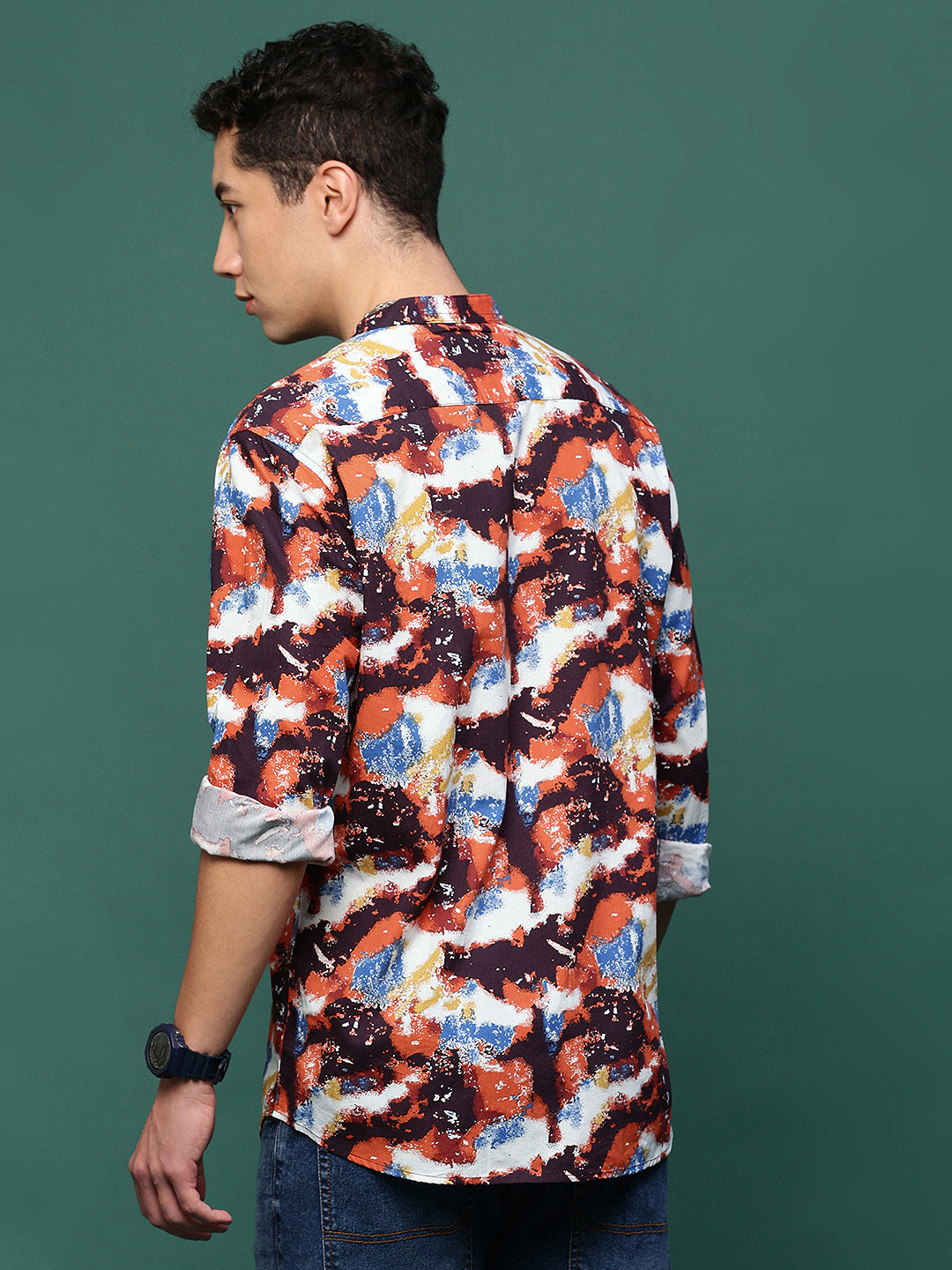 Men Multi Abstract Slim Fit Shirt