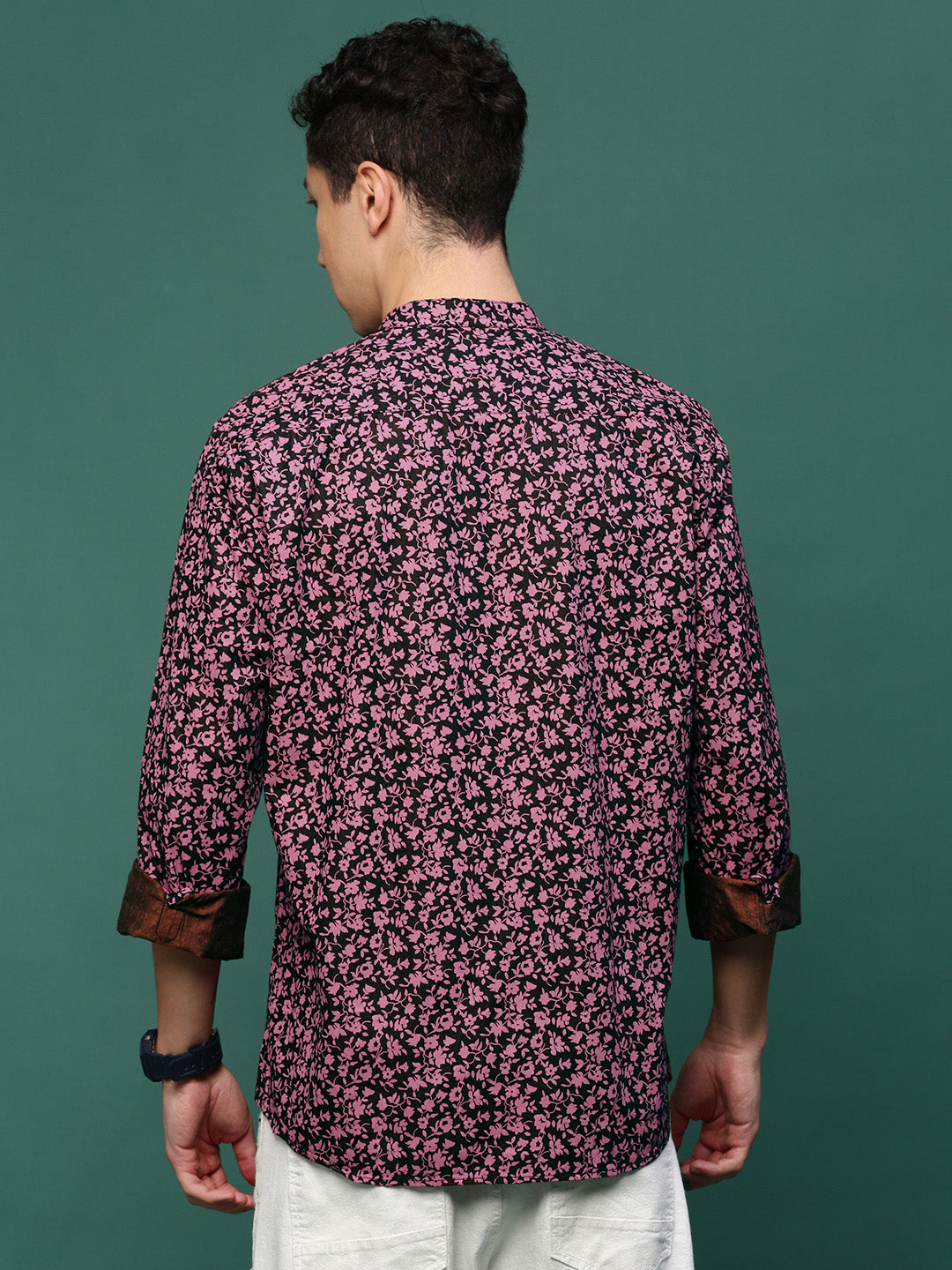 Men Maroon Floral Slim Fit Shirt