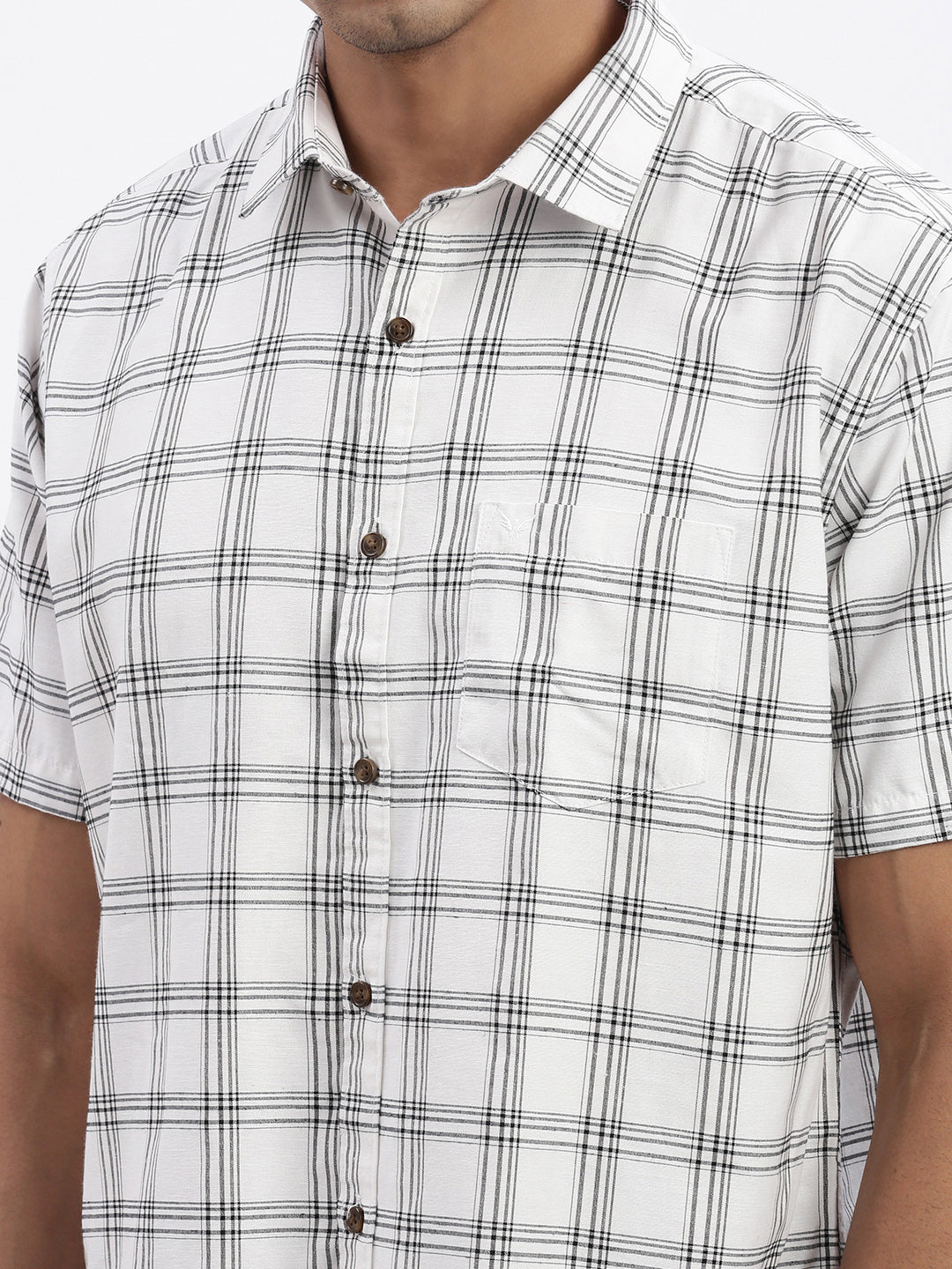 Men White Checked Slim Fit Shirt