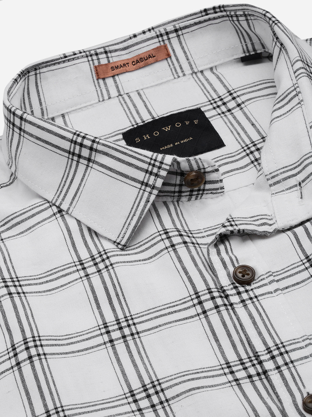 Men White Checked Slim Fit Shirt