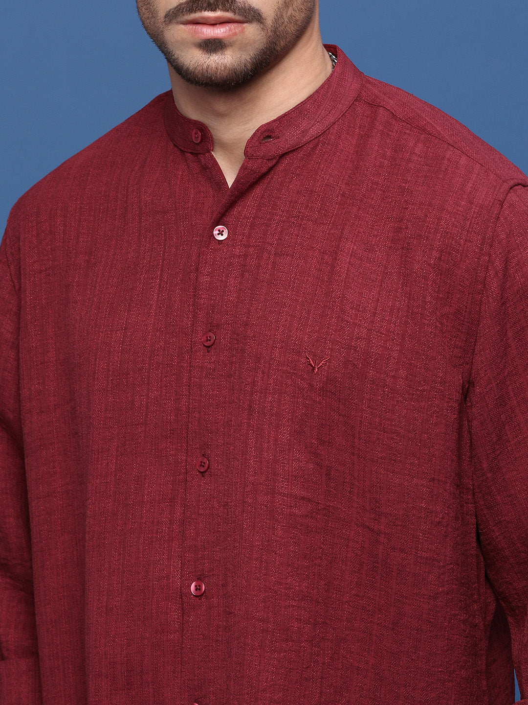 Men Maroon Solid Slim Fit Shirt