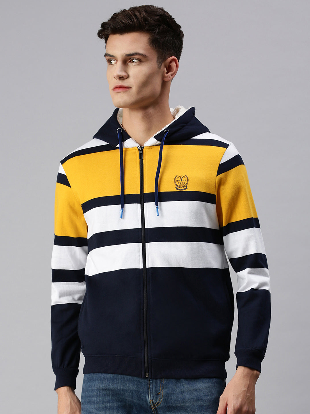 Men Hooded Colourblocked Multi Sweatshirt