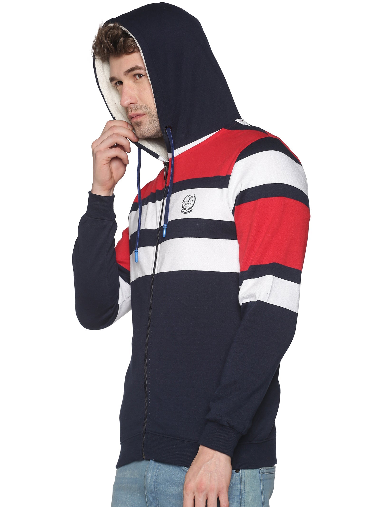 Men Colourblocked Navy Blue Sweatshirt