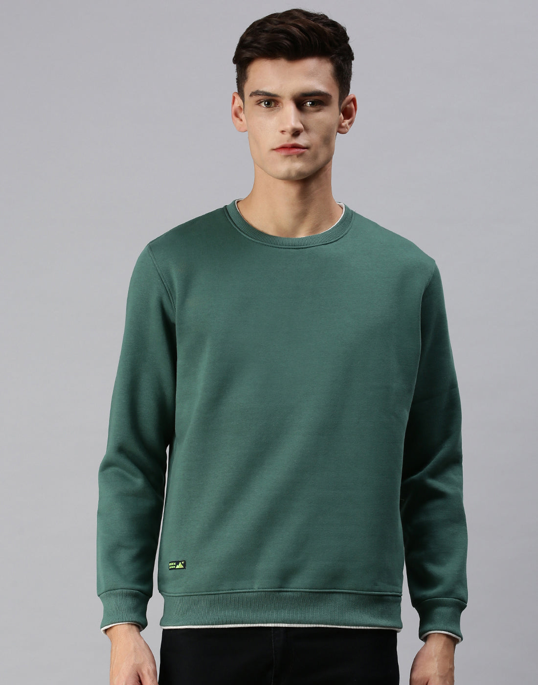 Men Solid Olive Sweatshirt