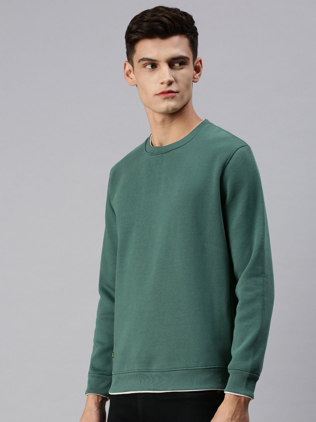 Men Solid Olive Sweatshirt