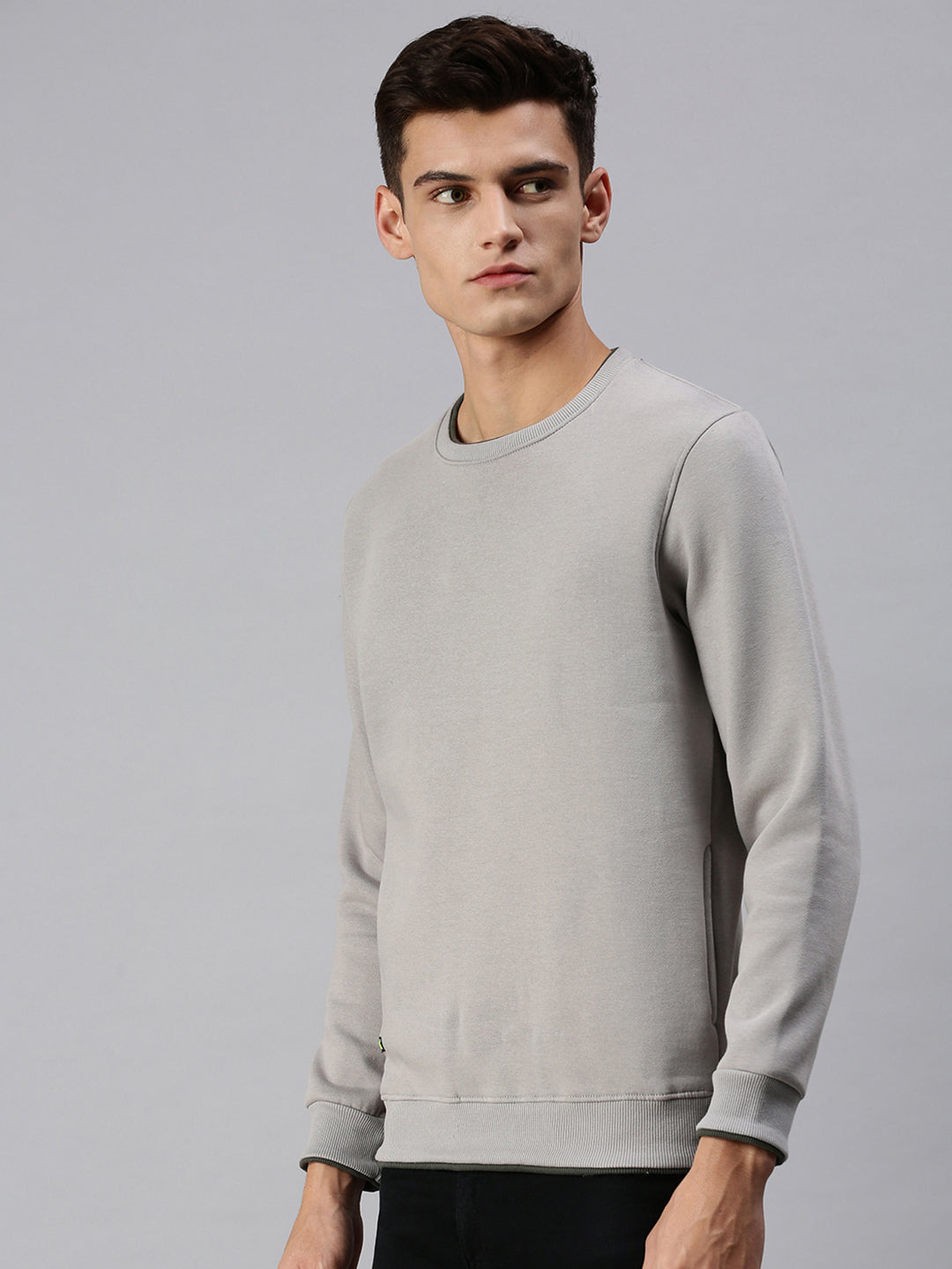 Men Solid Grey Sweatshirt