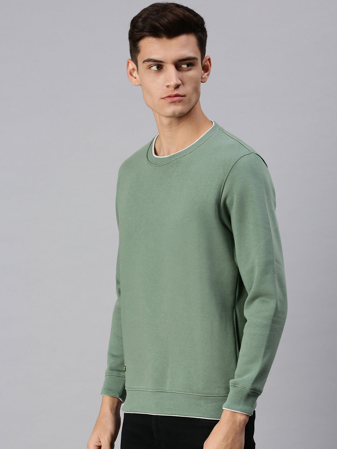 Men Solid Green Sweatshirt