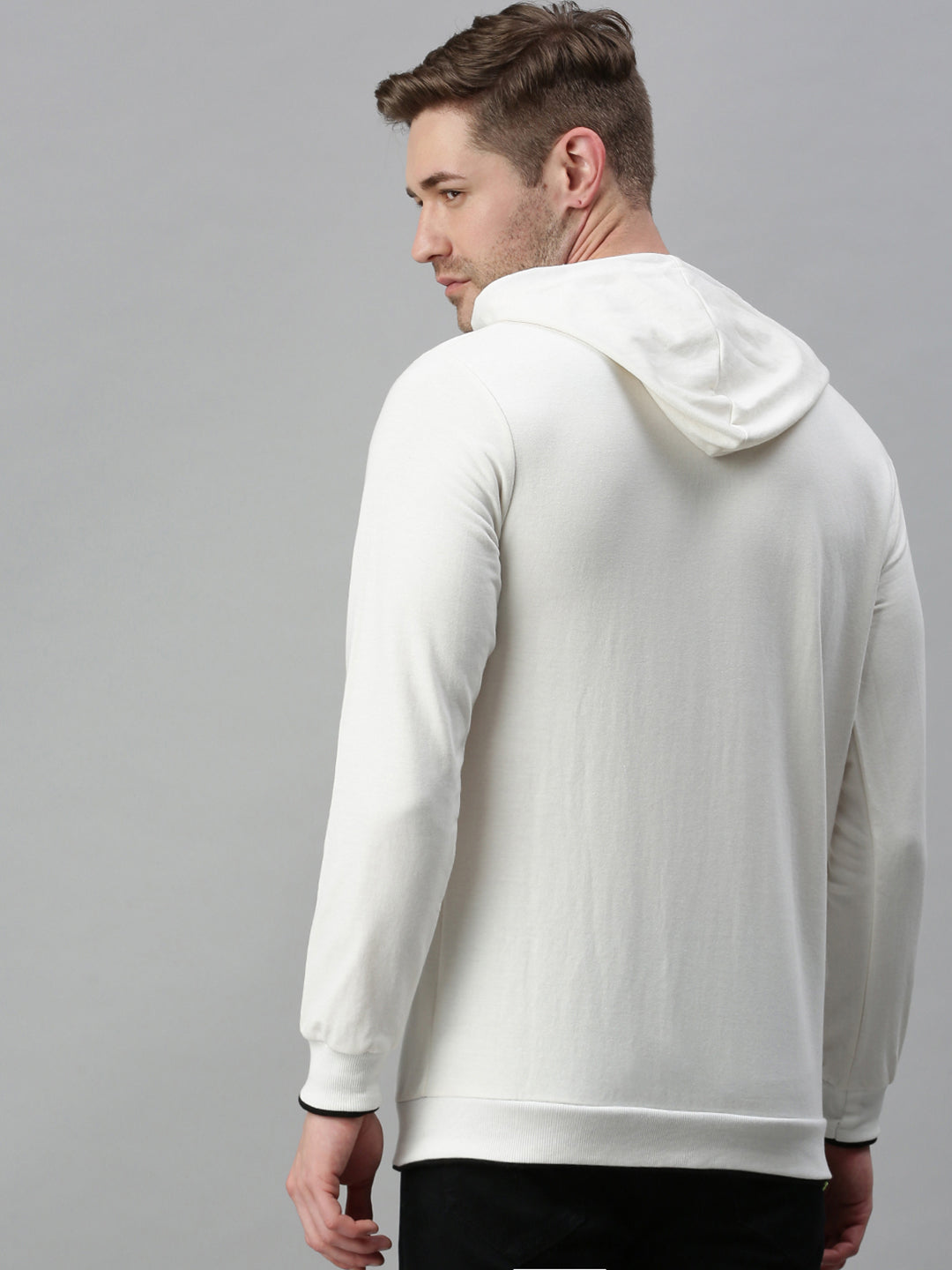 Men Printed Off White Sweatshirt