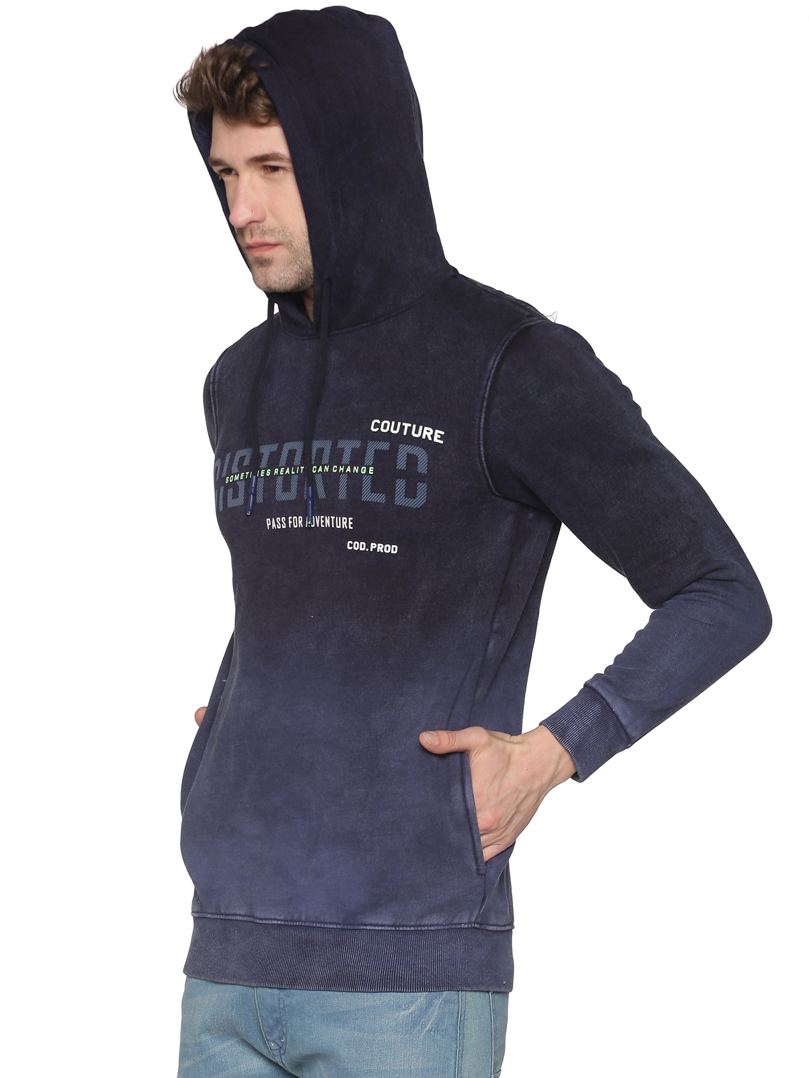 Men Printed Navy Blue Sweatshirt