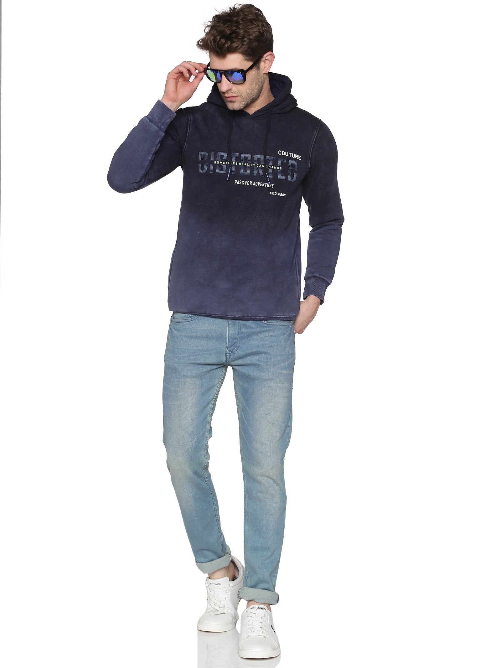 Men Printed Navy Blue Sweatshirt