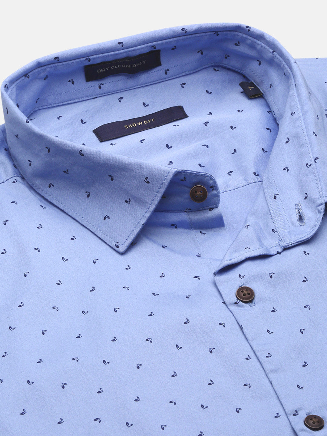 Men Blue Micro Print Slim Fit Shirt