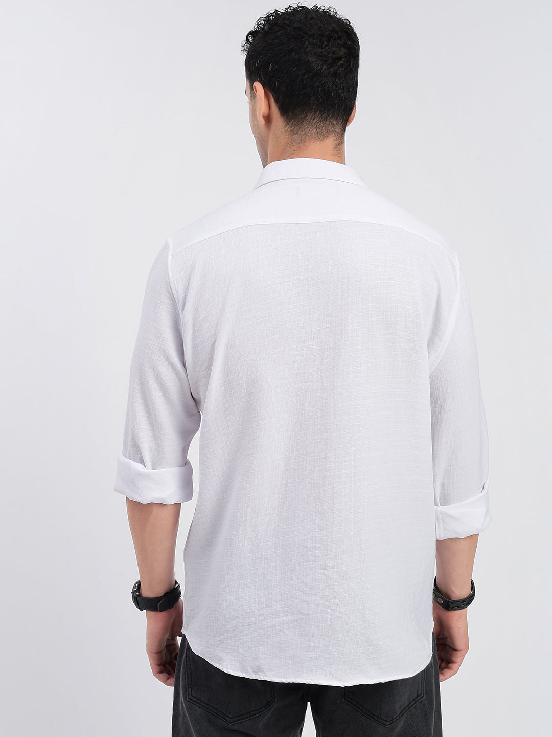 Men Solid White Slim Fit Shirt