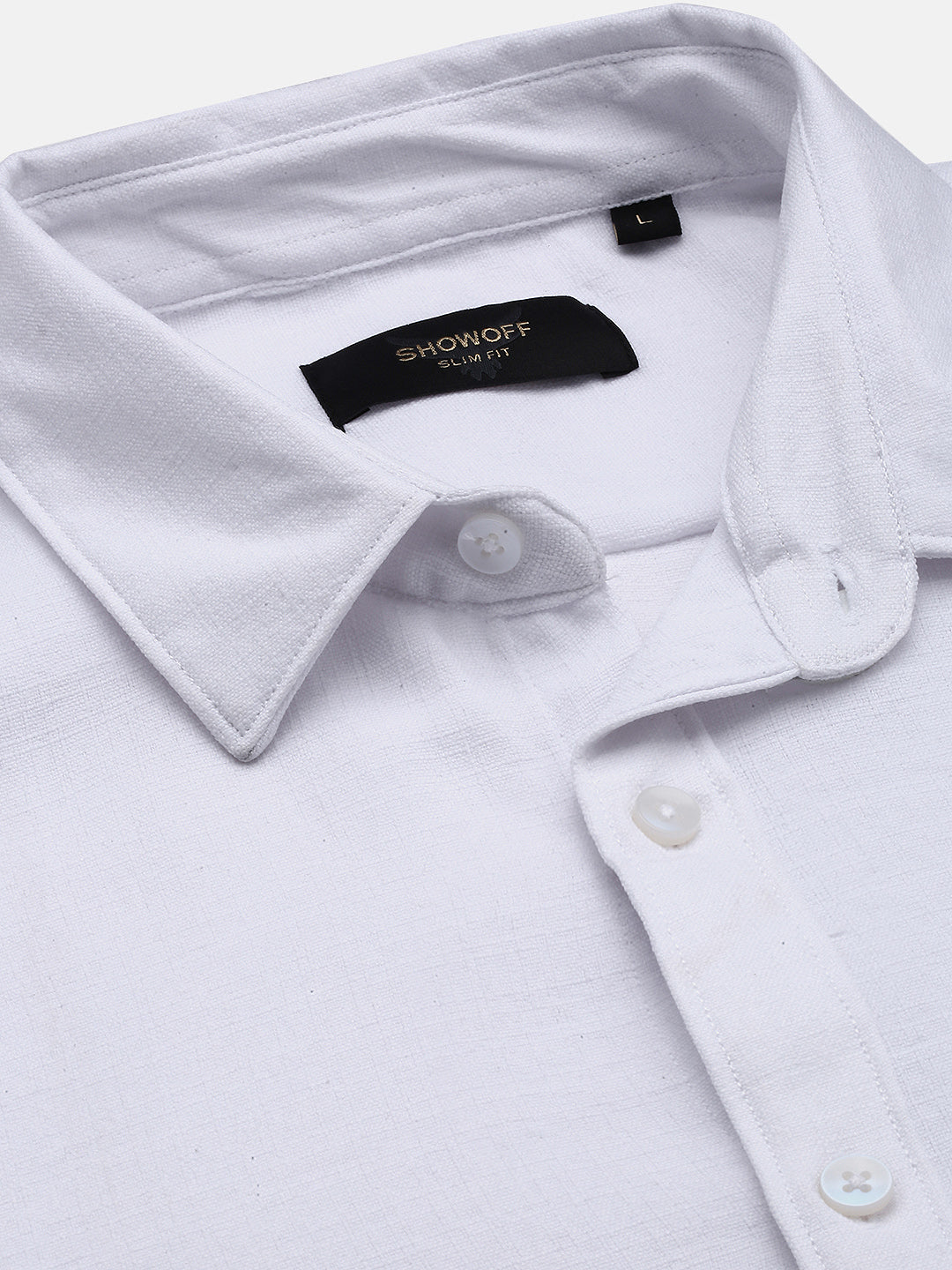 Men Solid White Slim Fit Shirt