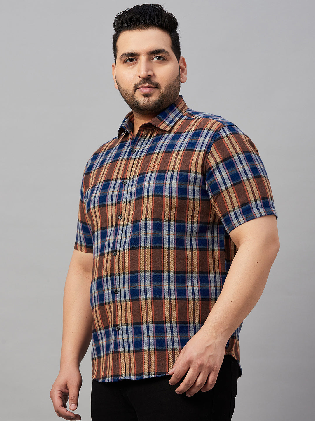 Men Checked Blue Shirt