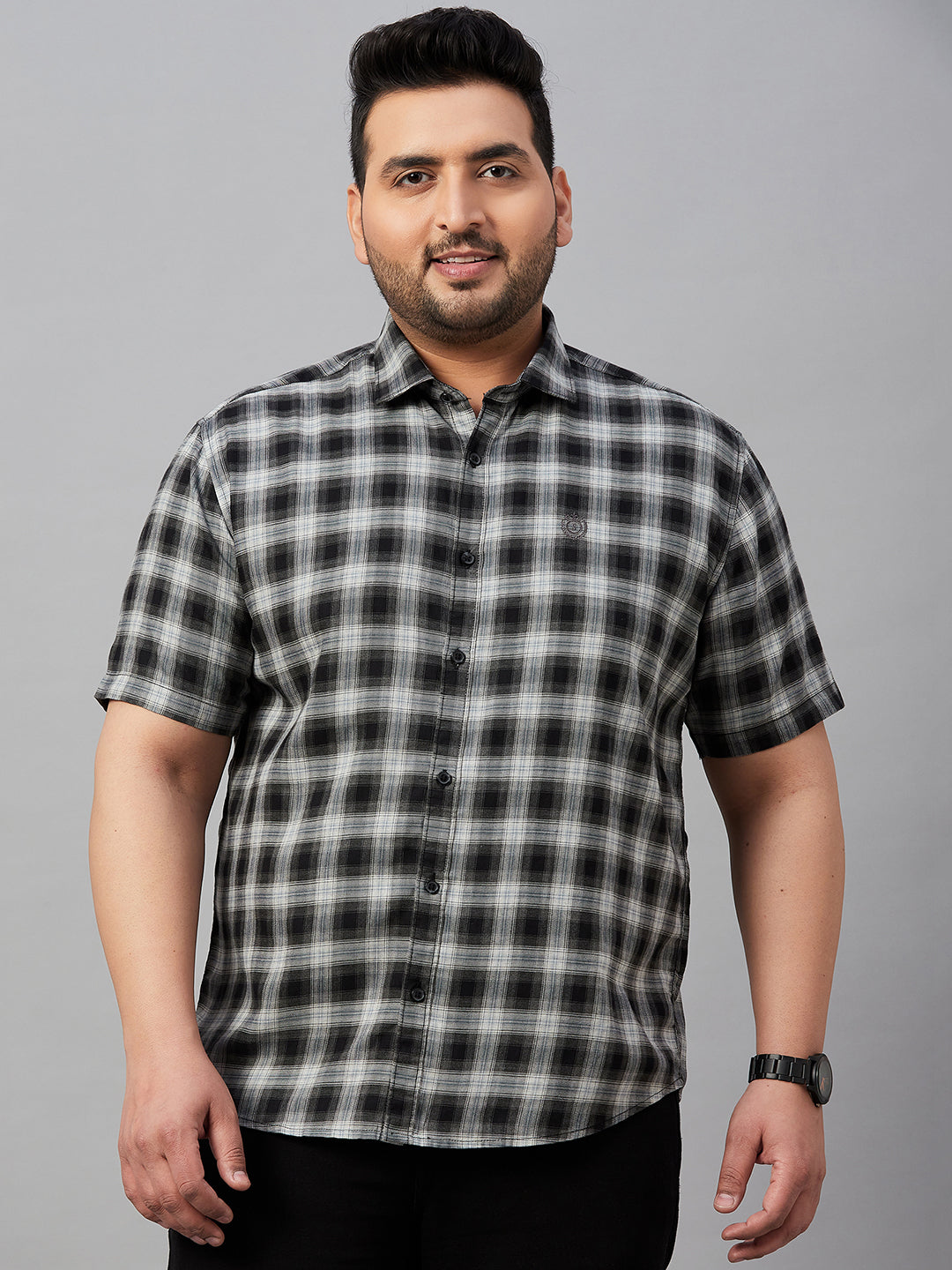 Men Checked Black Shirt