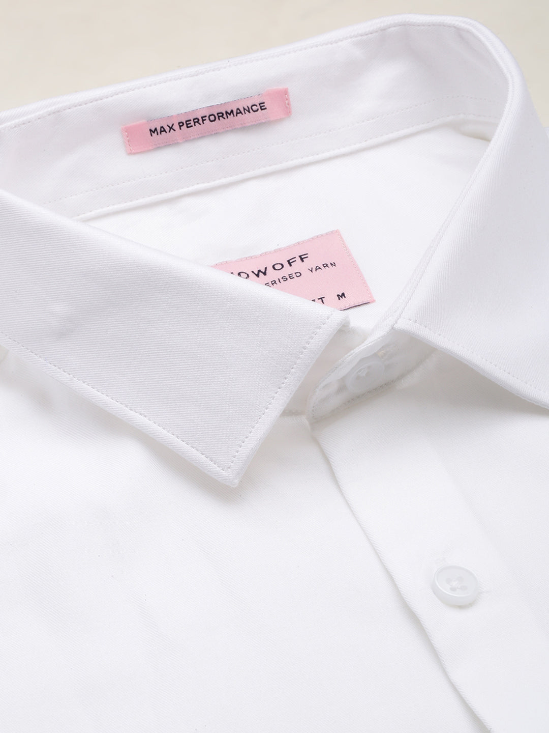 Men Spread Collar Solid White Shirt