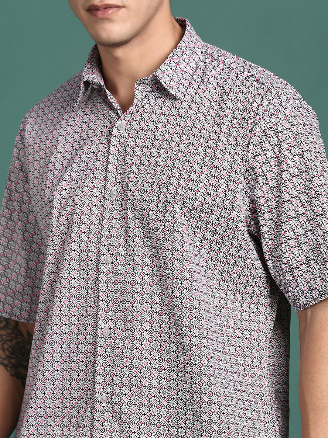 Men Geometric Multi Slim Fit Shirt