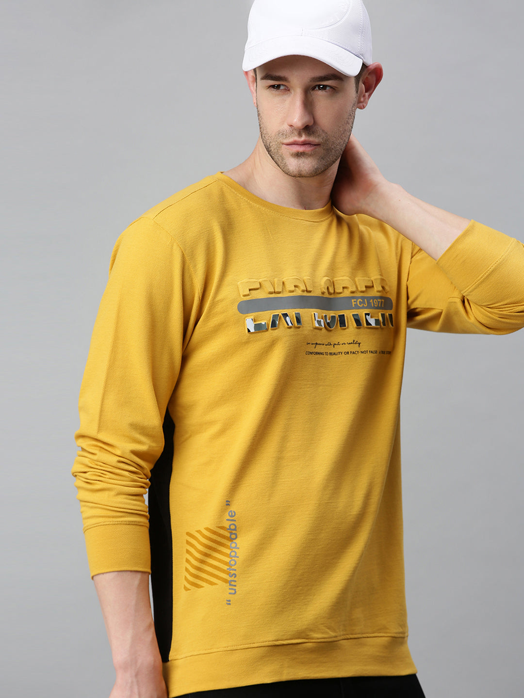 Men Solid Yellow Sweatshirt