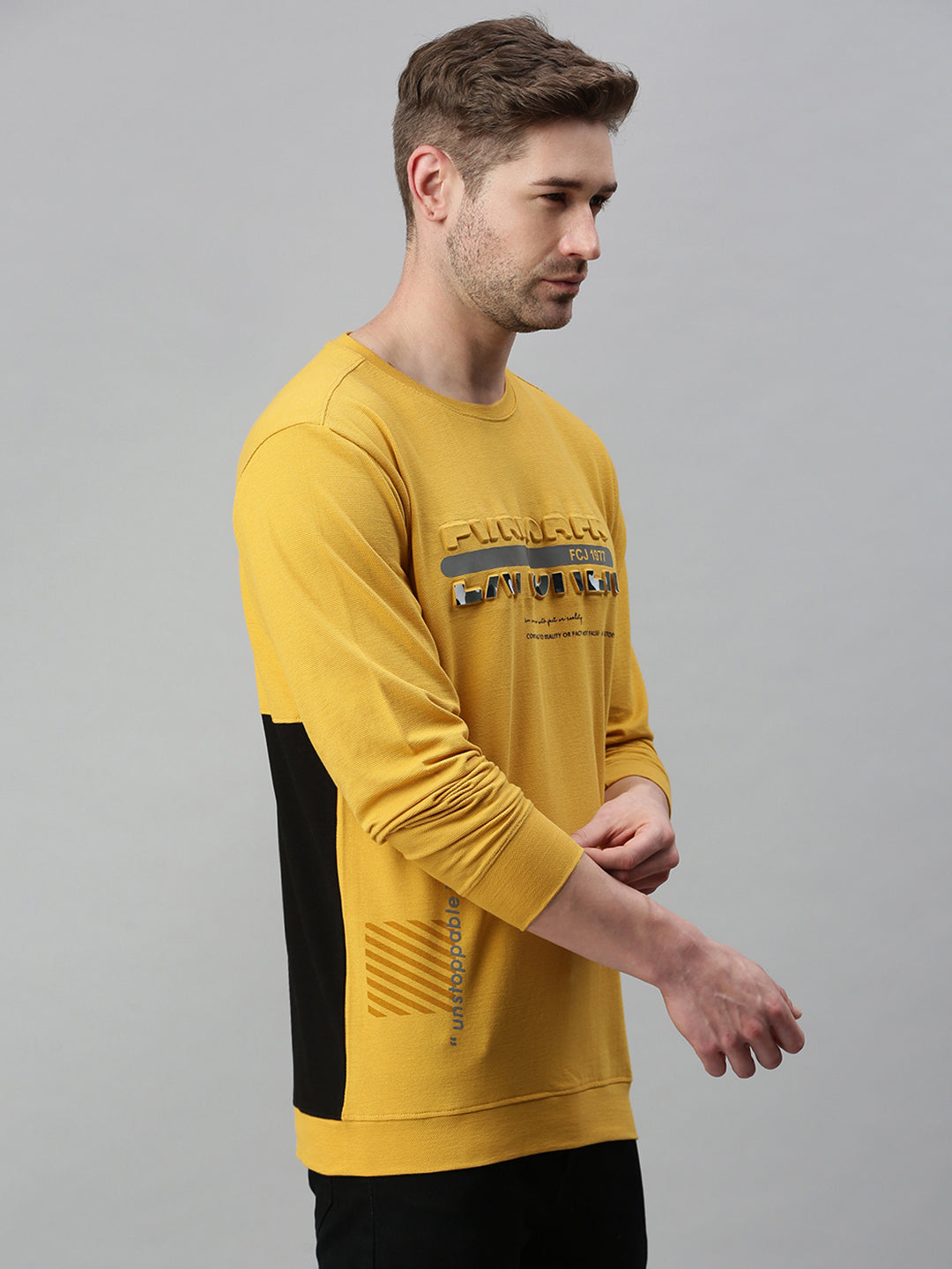 Men Solid Yellow Sweatshirt