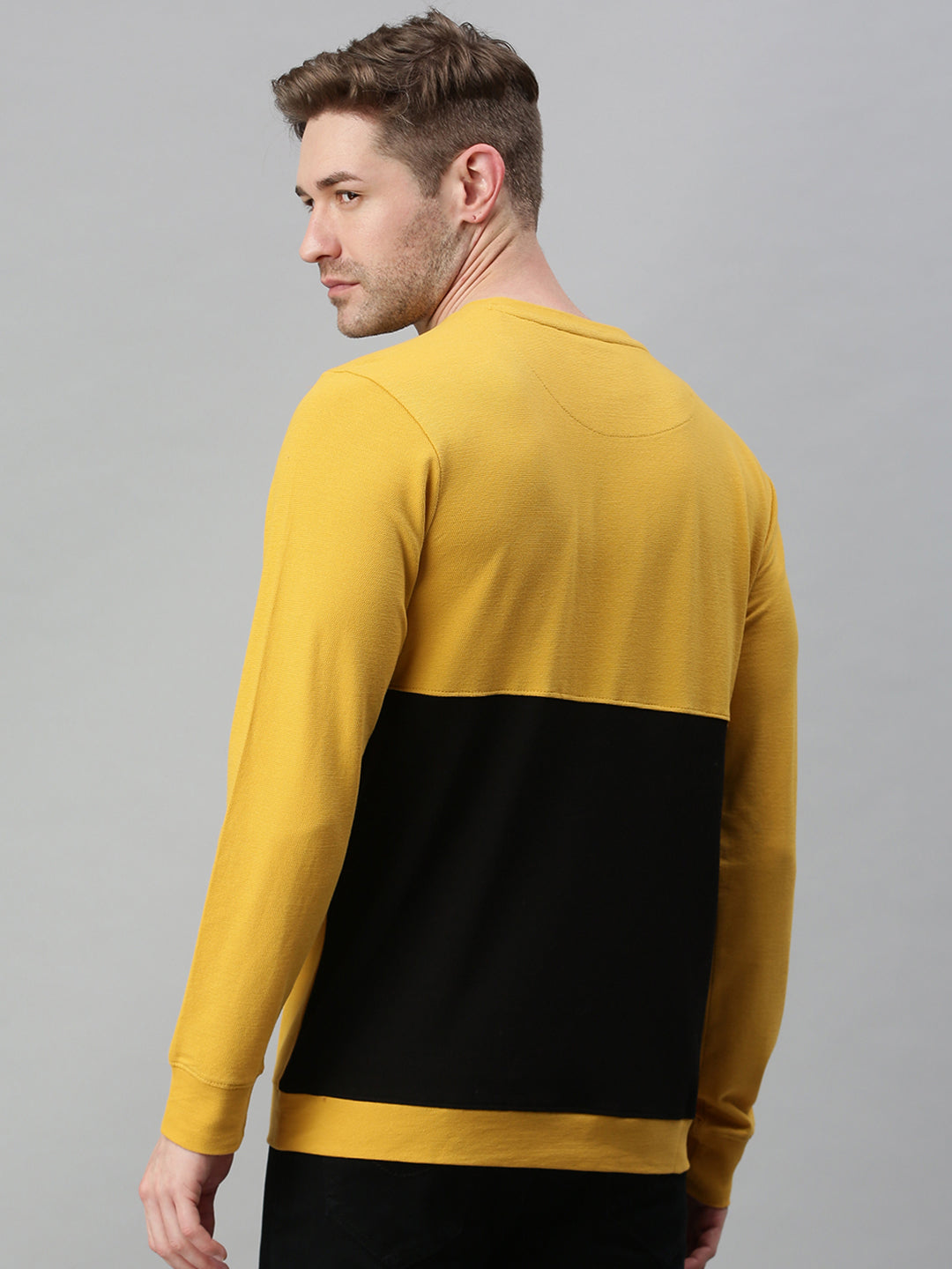 Men Solid Yellow Sweatshirt