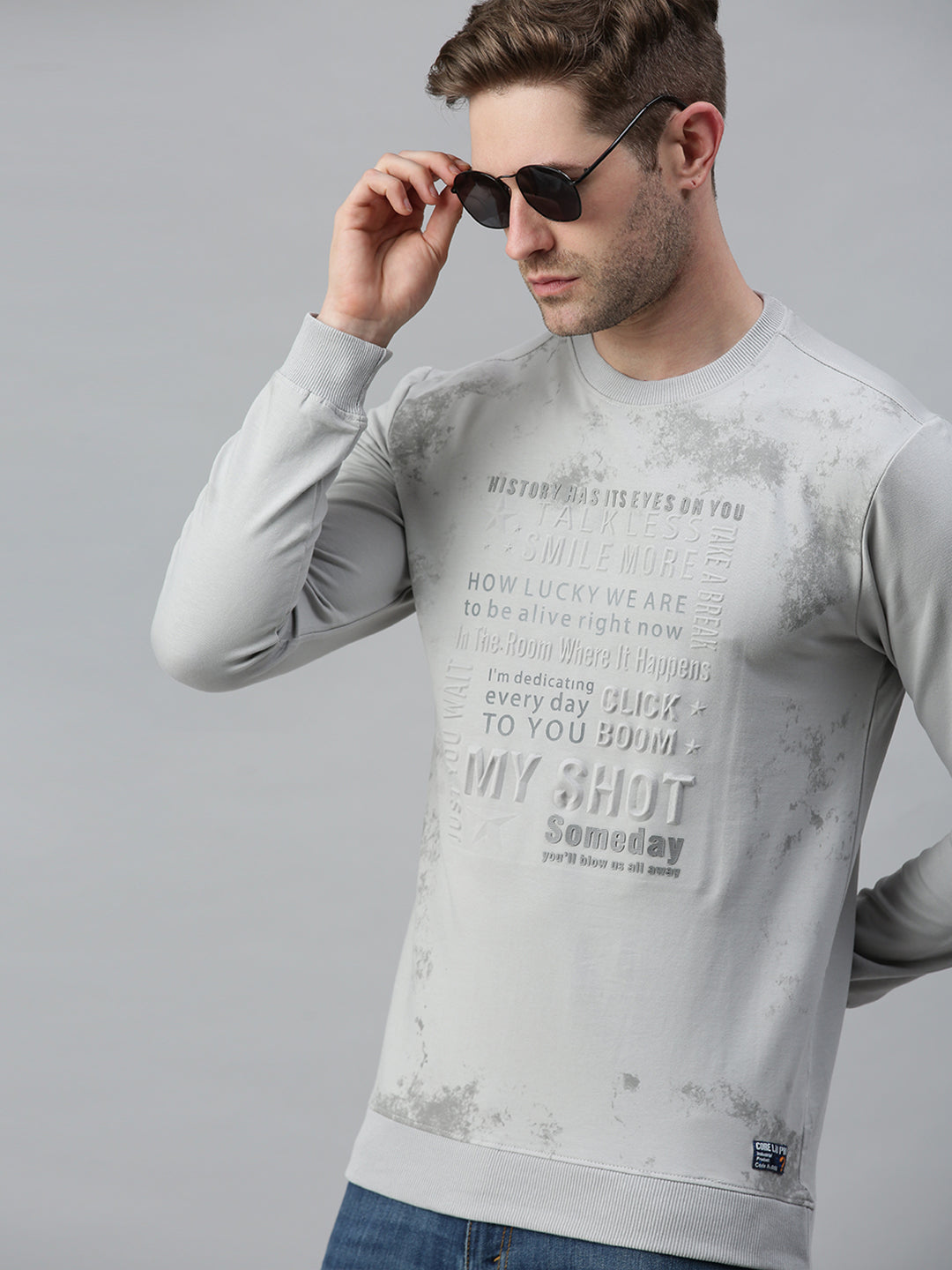 Men Printed Grey Sweatshirt