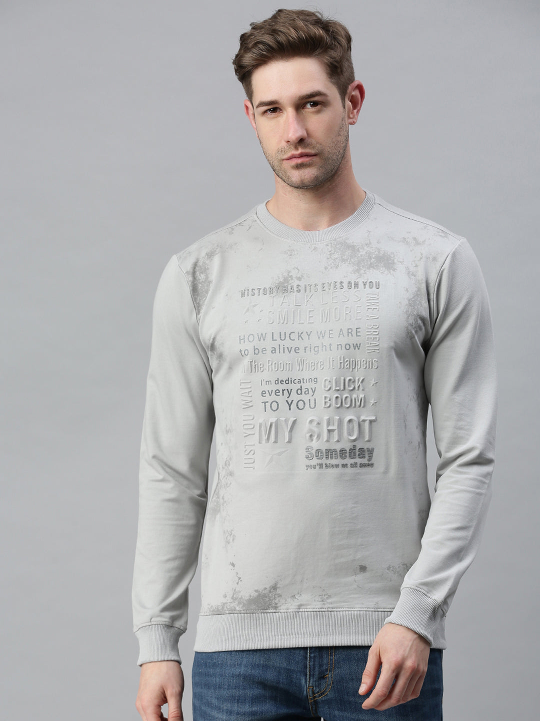 Men Printed Grey Sweatshirt