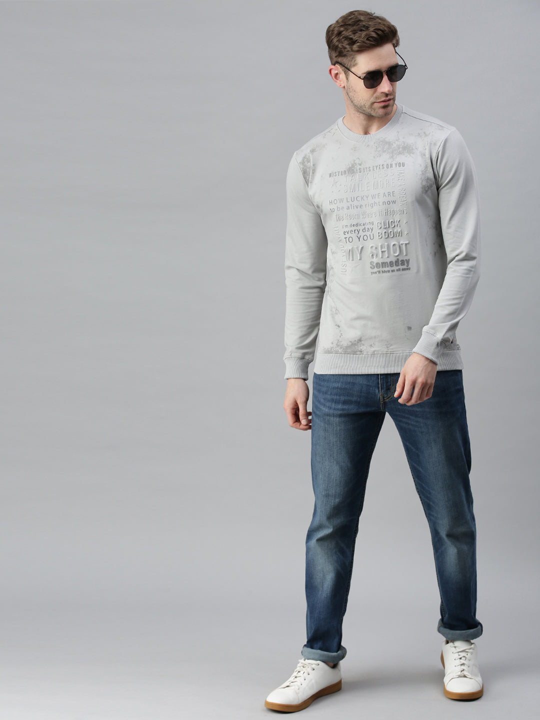 Men Printed Grey Sweatshirt