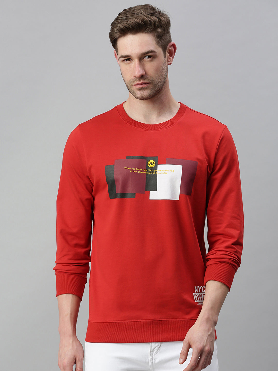 Men Graphic Red Sweatshirt