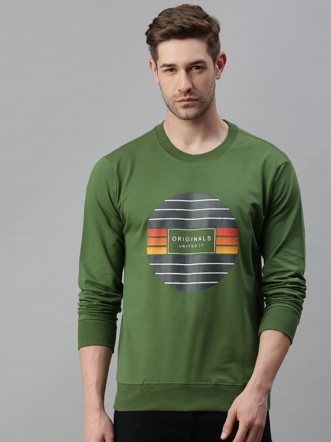 Men Printed Green Sweatshirt