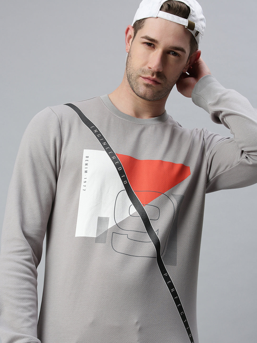 Men Printed Grey Sweatshirt