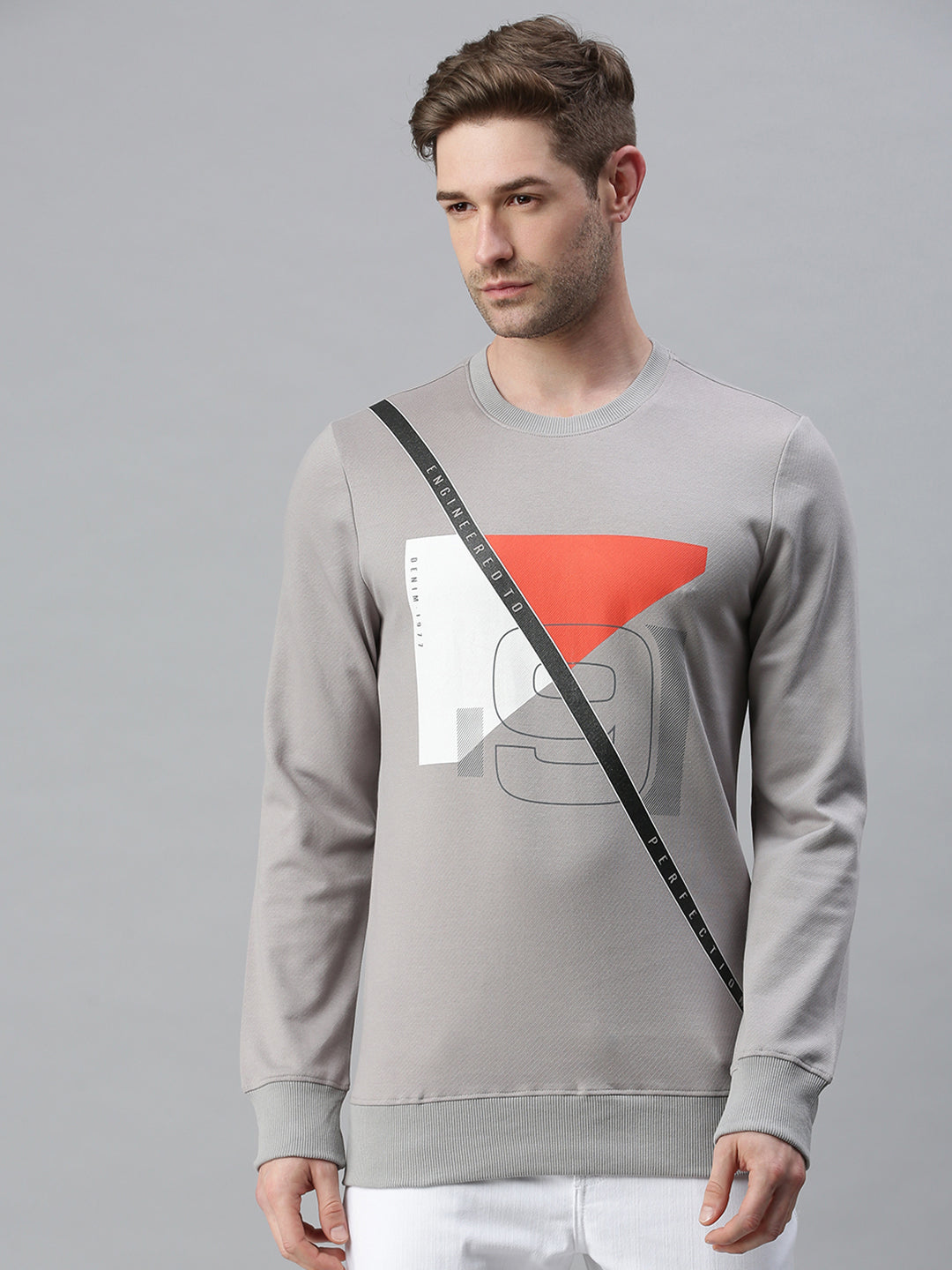 Men Printed Grey Sweatshirt