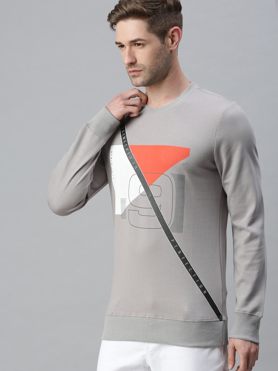 Men Printed Grey Sweatshirt