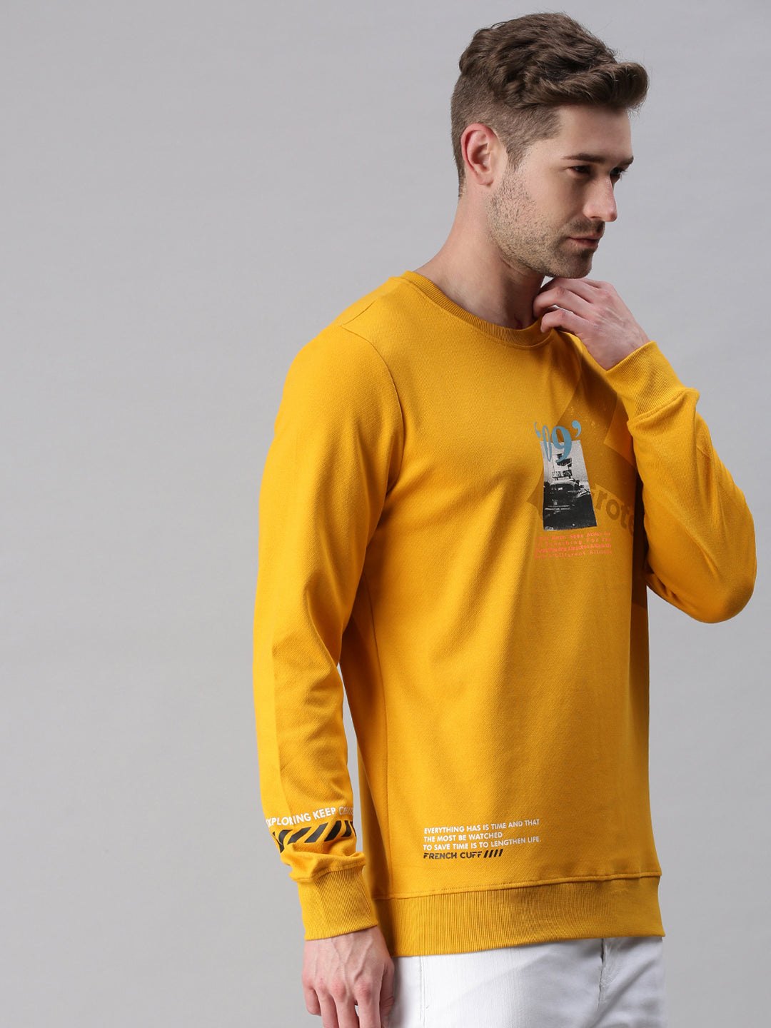 Men Graphic Yellow Sweatshirt