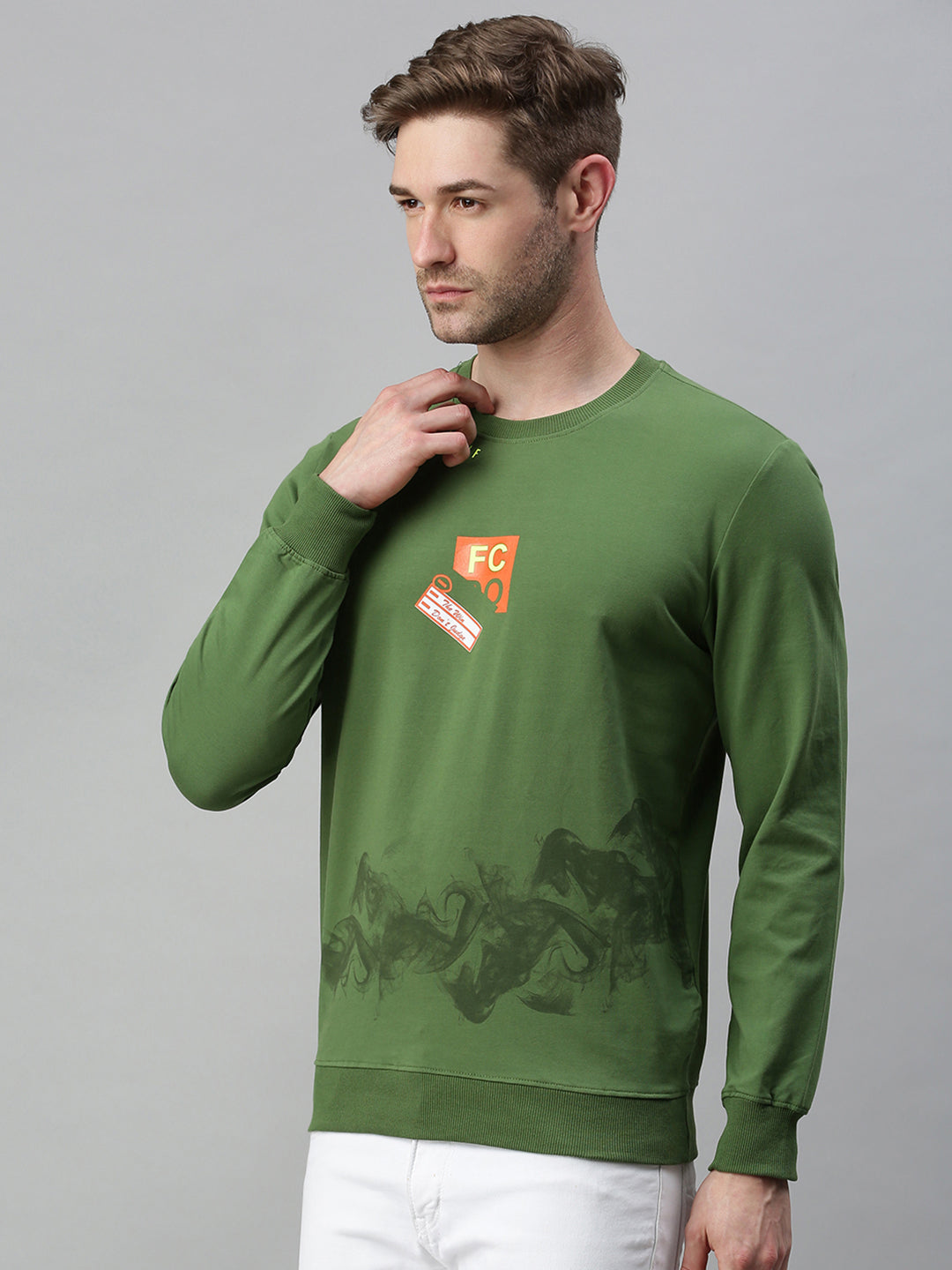 Men Printed Green Sweatshirt