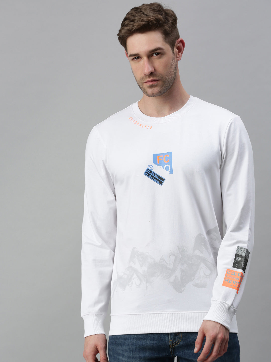 Men Graphic White Sweatshirt