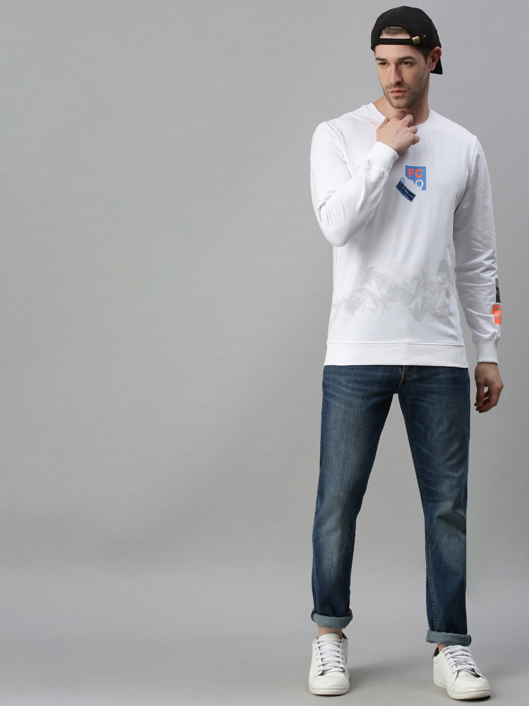 Men Graphic White Sweatshirt