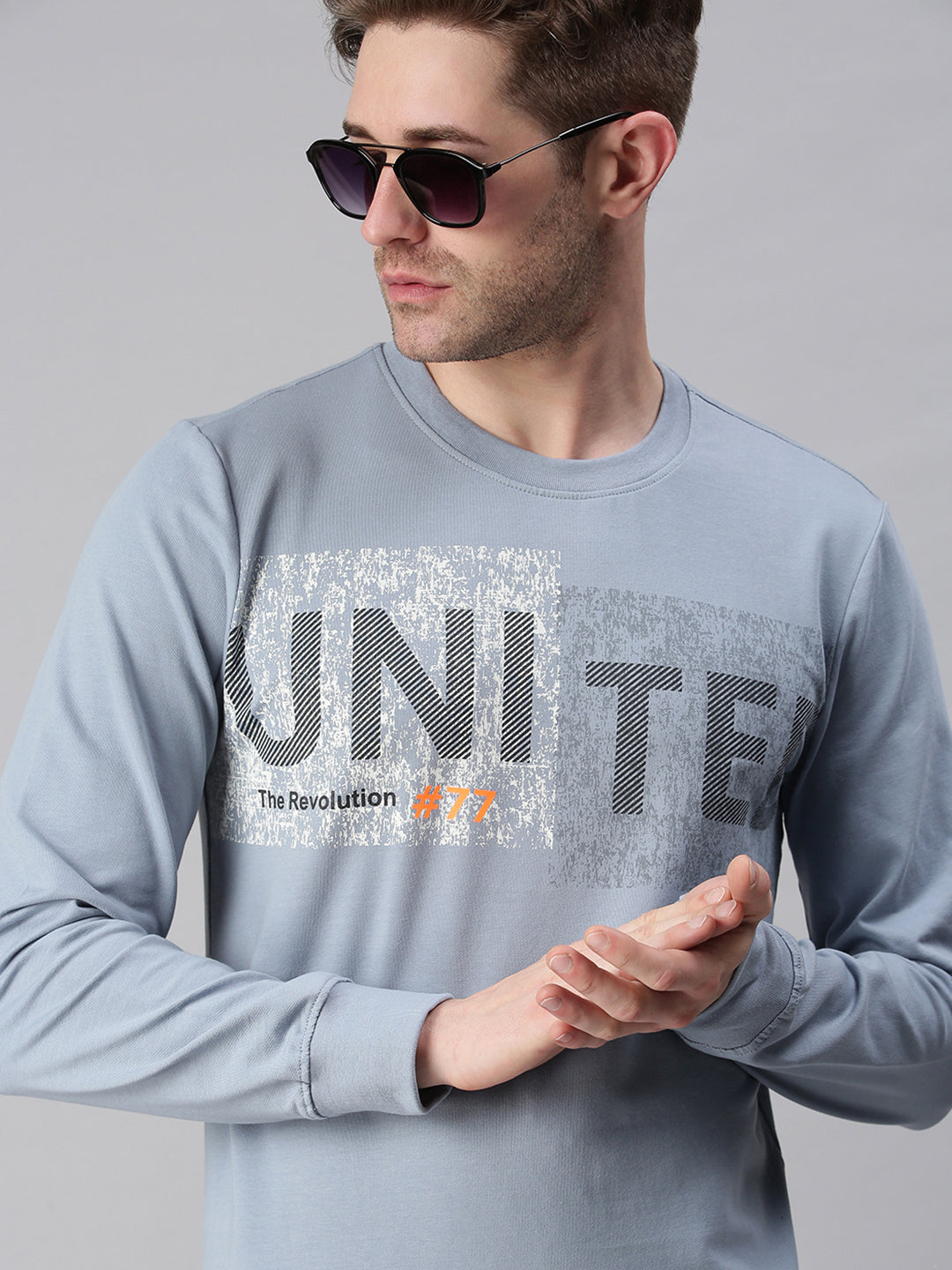 Men Printed Blue Sweatshirt