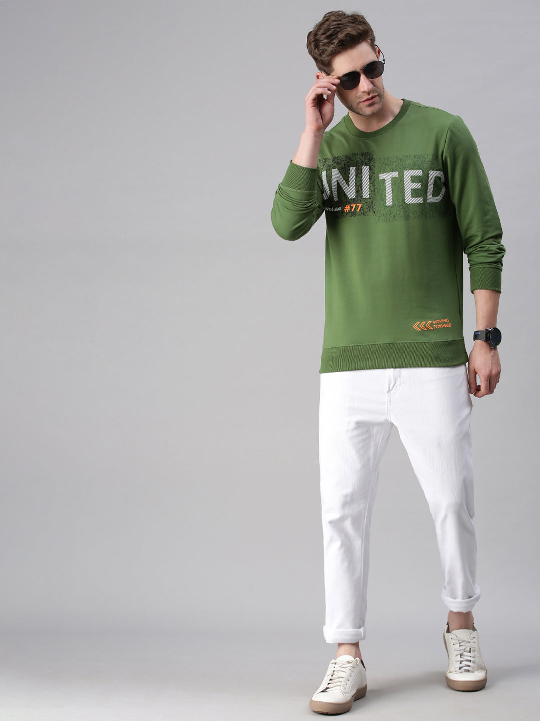 Men Printed Green Sweatshirt