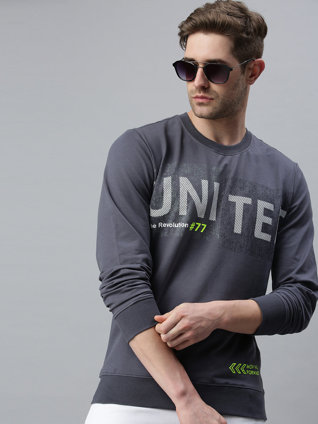 Men Printed Grey Sweatshirt