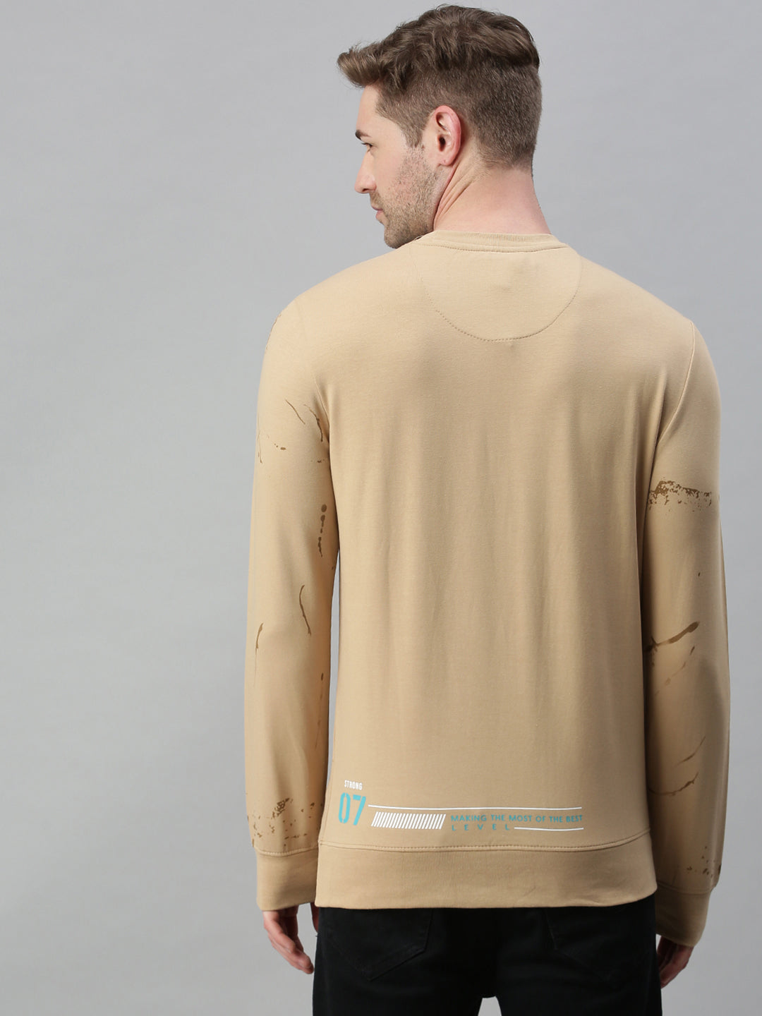 Men Solid Beige Sweatshirt